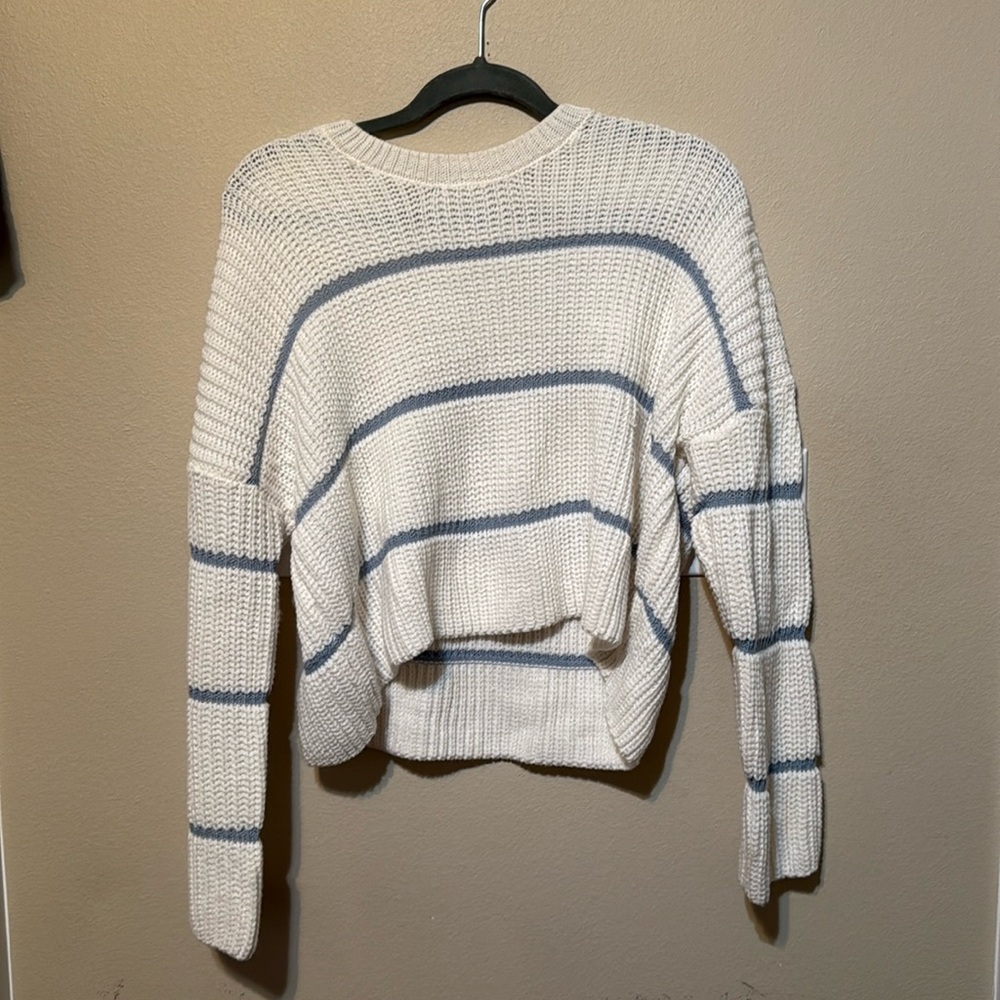 Cropped Blue And White Sweater